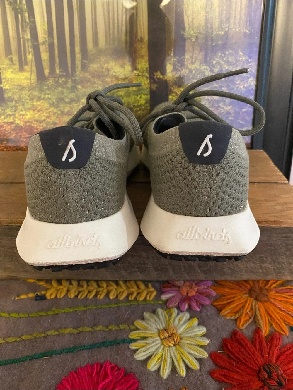 allbirds Olive Green Knit Athletic Sneakers